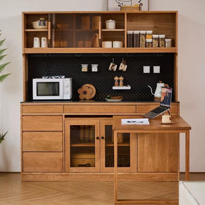 Aparador de Madera Maciza con Puertas de Vidrio y Compartimentos de Almacenamiento para Sala de Estar, Mueble Multifuncional - Product Image 3