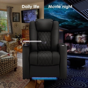 Sillón Reclinable de Cuero de Grano Superior para el Hogar con Reposacabezas Eléctrico para Cine y Mesa Auxiliar, Reclinación Eléctrica Dual con Dos Posiciones Independientes - Product Image 4