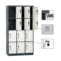 Armoire de rangement moderne en acier avec serrure à clé 6/9/12/15/18 portes pour garde-robe de personnel de salle de sport ou utilisation en atelier