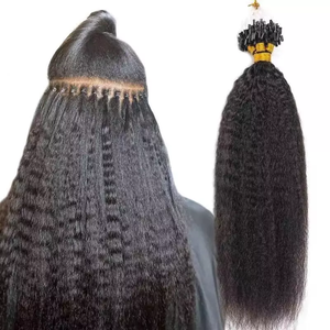 Microlínea de <span class=keywords><strong>pesca</strong></span> de colores, cabello humano brasileño 100% virgen, colores personalizados, enlaces de cabello, microanillo grueso, extensiones de cabello con cuentas - Product Image 1