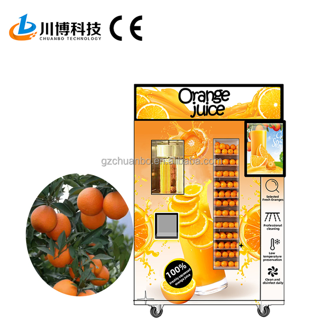 24 Hours Unmanned Self-service OEM / ODM Orange Fresh Juice Vending Machine with Touchscreen  Automatic Cash/Coin/Card Payment