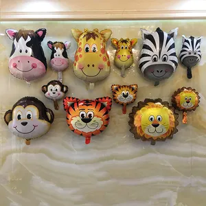 Hediye oyuncak hayvan şekilli balon parti dekore fil kaplan aslan inek zebra küçük hayvan kafası yüz folyo balon