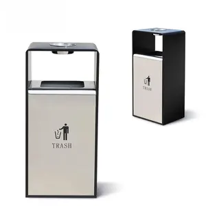 Outdoor Street Metal Rubbish Bin Stainless Steel Trash Can For Public Garbage And Waste