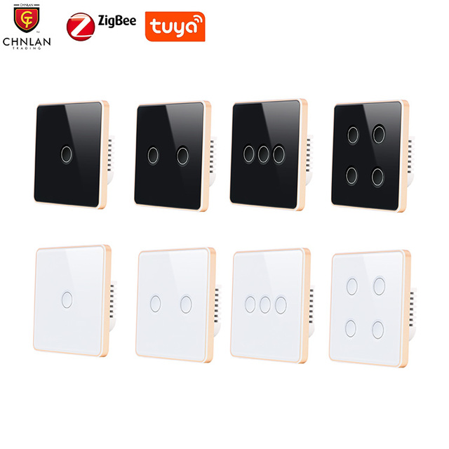 Zigbee Efficient Luxury Concave Light Switches With Metal Frame WiFi Access Control Tuya App Support Alexa Google Home