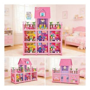 Casas de Juguete de Plástico de Lujo con Balcón, Piscina, Tobogán, Ascensor y Muebles, Regalo para Niños - Product Image 6