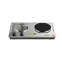 Bene Casa double electric burner, double burner coils, stainless steel