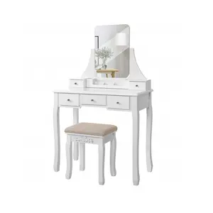 New Vintage Design Modern Bedroom Furniture Wooden Dresser Makeup Vanity Dressing Table With Mirror