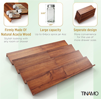 Meilleure vente 2026 : Organisateur de rangement moderne et écologique pour épices de cuisine, insert de tiroir à épices en bois d'acacia, outils pour épices
