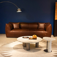 Italienisches Minimalistisches Echtleder 3-Sitzer-Sofa Moderne Gerade Couch für Wohnzimmer