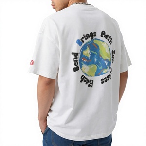 Comfortable Soft 100% Cotton Jersey <b>White</b> Letter Graphic <b>Tee</b> Hand Drawn for Design Oversized Loose Casual Men's T-Shirt - Product Image 3
