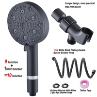 Ensemble de pommeau de douche à main 9 fonctions, sortie d'eau unique, débit haute pression, finition chromée, tuyau de 59 pouces, support mural, design moderne
