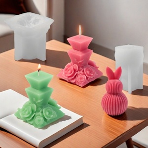 Molde de yeso Tangchu geométrico multicapa con relieve floral para velas, helados, difusores de conejo, molde de doble bola para pasteles, decoración del hogar - Product Image 1