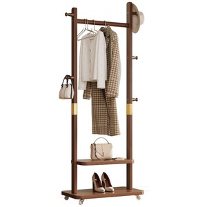 Floor-standing, space-saving solid wood coat <b>rack</b> for the bedroom, perfect for storing <b>clothes</b> next to the bed at night. - Product Image 5