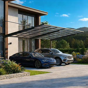 Abri de voiture en aluminium à double cantilever, toit en polycarbonate anti-UV, abri pour véhicule - Product Image 2
