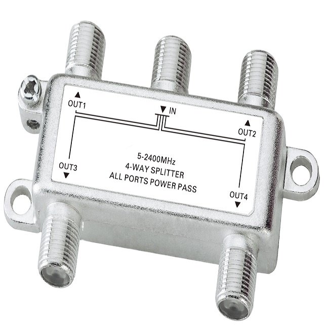 FTTH (가정용 섬유) 네트워크 FTTH 소형 설치 아연 합금 하우징 4 웨이 케이블 TV 실내 스플리터 4 웨이 마이크로 수신기