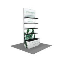 Présentoir d'exposition modulaire moderne en aluminium avec éclairage LED, 5 étagères autoportantes réglables pour stand de salon professionnel