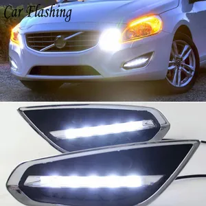 1 Cặp Đèn LED Kiểu Dáng Xe Hơi Đèn Chạy Ban Ngày Lái Xe Ban Ngày Với Vỏ Đèn Sương Mù Cho Volvo S60 2009-2013