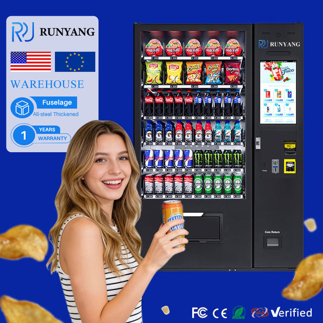 RUNYANG Wifi Coin Operated Fridge Smart Cash Vending Machines with Ai Vending Machine for Foods and Drinks