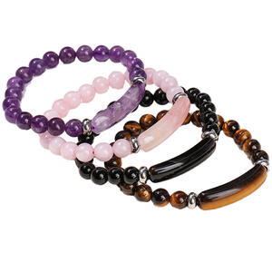 Bracelet élastique unisexe en <span class=keywords><strong>pierre</strong></span> de quartz rose 8 mm, motif cercle, bracelet en agate de guérison, cadeau de vacances pour femme - Product Image 1