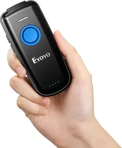 Eyoyo Portable Mini Bluetooth 1D 2D Wireless Barcode Scanner, Volume Adjust Button,Battery Level Indicator, for Android, iOS