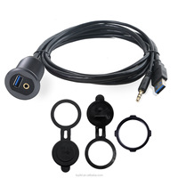 Cable USB de 3 pies 3,0 frontal DC 3,5mm Cable de montaje en Panel impermeable tipo A con Cable de extensión LED para coche barco motocicleta