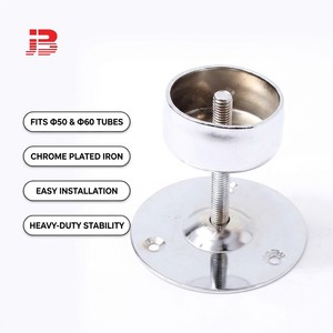 Base de <span class=keywords><strong>tube</strong></span> universelle ronde en fer chromé avec <span class=keywords><strong>bride</strong></span> pour support de <span class=keywords><strong>tube</strong></span> de 50 mm et 60 mm de diamètre - Product Image 1