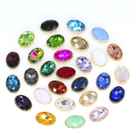 Kancing Kaca Oval G&J dengan Renda, Jahitan Tangan, Berhiaskan Berlian, Keranjang Bunga, Rhinestone untuk DIY, Bebas Nikel, untuk Pakaian, Sepatu, Tas