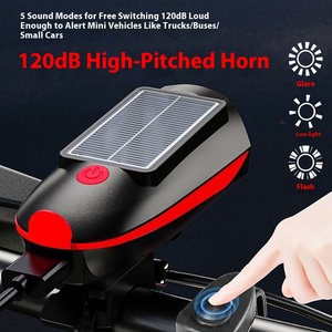 Bicycle Solar Charging <strong>LED</strong> Horn Headlight ABS Waterproof XPG High Lumen Long Range Outdoor <strong>Cycling</strong> Three in One Front Light - Product Image 4