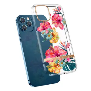 Hochtransparente TPU PC IMD Rückseite Telefonhülle Galvanisierung Blume klare Handyhülle für iPhone 14 13 12 11 Pro Max