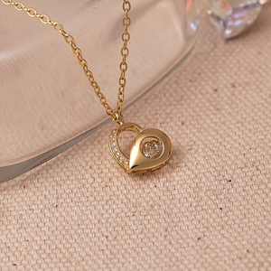 Collar de cadena de eslabones de oro de 14 quilates de NeeGee Jewelry, colgante de corazón de Lawrence hecho en Corea, para aniversario de boda o fiesta - Product Image 2