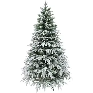 Customized Wholesale Christmas Decoration PET Pine Needle Plastic Artificial Snow Christmas Tree With Flock Snow