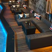 Iluminado Light up Bar Nightclub Muebles Set Personalizado Cuero U L Forma Sofá Cabina Asientos Dance Disco Pub Led Mesa Silla