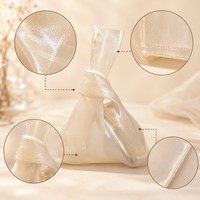 Sac cadeau en organza imprimé avec logo personnalisé, sac à nœud japonais scintillant, pochette cosmétique de luxe pour mariage, sac de shopping réutilisable