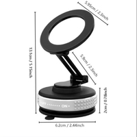Support magnétique pour téléphone en alliage de zinc, pliable, à adsorption par le vide, pour tableau de bord, pare-brise, bureau, porte en verre