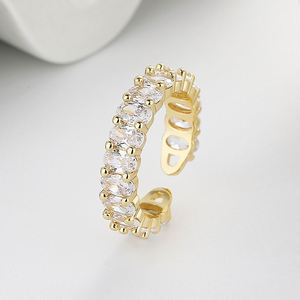 Geometric Zircon Open <b>Ring</b> Dainty Gold Silver Color Crystal Finger <b>Ring</b> Jewelry for Women Cubic Zirconia Open <b>Adjustable</b> <b>Rings</b> - Product Image 2