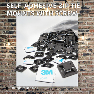 Nylon nhà máy Zip Tie gắn kết tự dính Cáp Tie Neo với vít lỗ cáp gắn cơ sở chủ hình vuông - Product Image 2