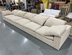 אווז רך מעולה למטה בד פשתן לבן פשתן ספה מודולרית סלון ריהוט ספה עצלן - Product Image 6