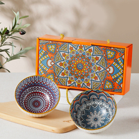 Portable 4.5 pouces bohême Style cuisine porcelaine riz bols réutilisables de qualité alimentaire turc en céramique soupe nouilles bols ensemble