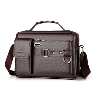 Лучший атташе, кожаный высококачественный мужской портфель, брендовый чемодан, компьютерная сумка, тонкий портфель