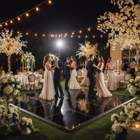 Plancher de danse portable YASHI noir brillant de 1,22 m x 1,22 m, épaisseur 22 mm, pour mariages, fêtes, banquets, événements hôteliers - Modulaire à emboîtement