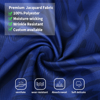 Maglia da Calcio Personalizzata di Alta Qualità con Stampa Digitale, Uniforme OEM Blu Navy Jacquard, Maglia da Calcio con Scollo a V Traspirante per Squadre