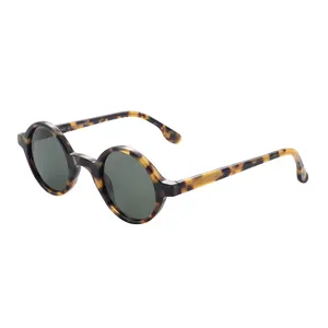 Suppliers Men Luxury Sun Glasses Adult Retro Round Acetate Frame Sunglasses