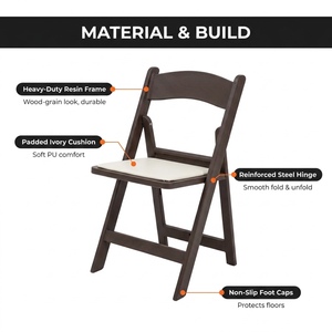Chaise pliante en résine imitation <span class=keywords><strong>bois</strong></span> - Durable, légère, empilable, mobilier <span class=keywords><strong>de</strong></span> <span class=keywords><strong>jardin</strong></span> extérieur - Product Image 2
