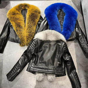 फैक्टरी प्रत्यक्ष बिक्री 2023 गर्म काले चमड़े के कोट कस्टम महिला फर कोट चमड़े - Product Image 2