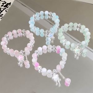 Pulsera de Cuentas de Cristal Agrietado con Diseño de Palomitas de Maíz y Estrella, Degradado de Color, para Niñas y Mujeres, Regalo de Joyería de Amistad - Product Image 1
