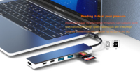 Hub USB-C 7 en 1, adaptateur type C, station d'accueil avec lecteur de carte 4K HD/USB-C/USB/SD/TF, ports audio pour ordinateur portable