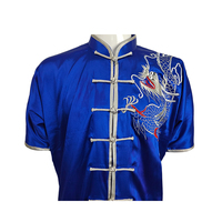 Uniforme bleu personnalisé de Wushu en satin d'arts martiaux broderie de Changquan uniforme de dragon de Wushu Kung Fu pour femmes hommes