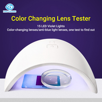 Testeur UV professionnel de lentilles à changement de couleur, détecteur de lentilles photochromiques, mesureur de lunettes anti-lumière bleue avec 15 lumières LED