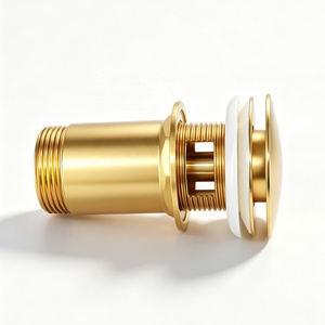 Robinet de vidange escamotable de luxe en acier inoxydable SUS304 doré brossé PVD, avec sortie à fente anti-traces de doigts et trop-plein - Product Image 4
