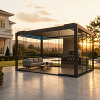 Pergola bioclimatique motorisée en aluminium à lames orientables, étanche et résistante à la neige, écologique pour jardin, patio et gazebo